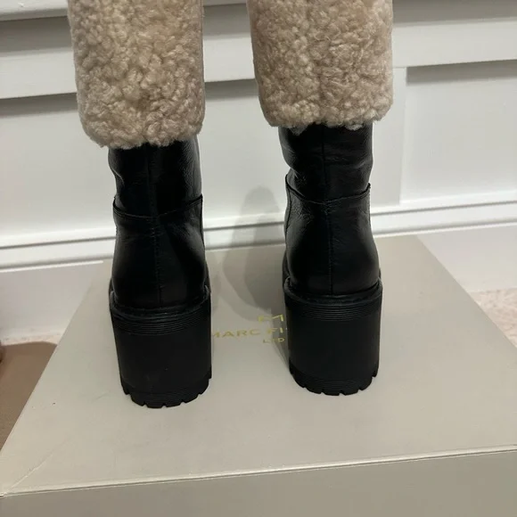 Marc Fisher Black and Cream Winter Rain Boots - Picture 3 of 9